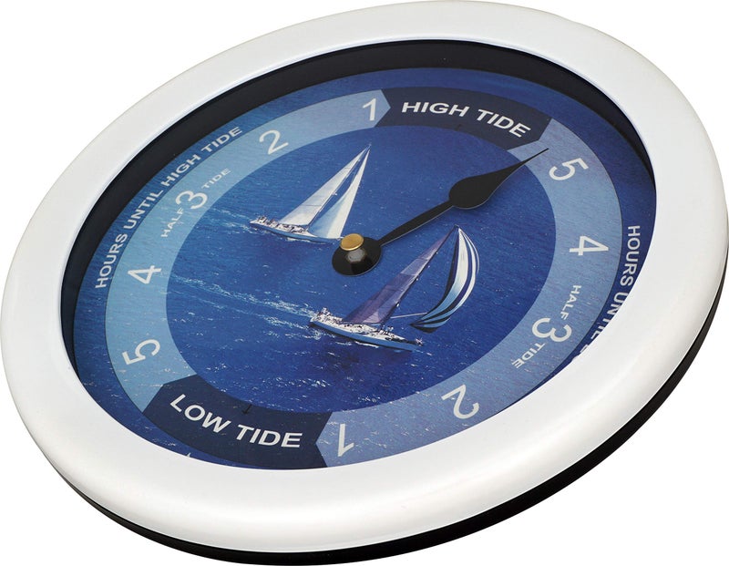 JUSTIME 8.5 Inch Atlantic Tide Clock for East Coast, High Tide Low Tide Clock with Plastic Water Resistant Case, Colorful Graphics Designed Home Wall DÃ©cor (TT024-Yacht White) - Image 2